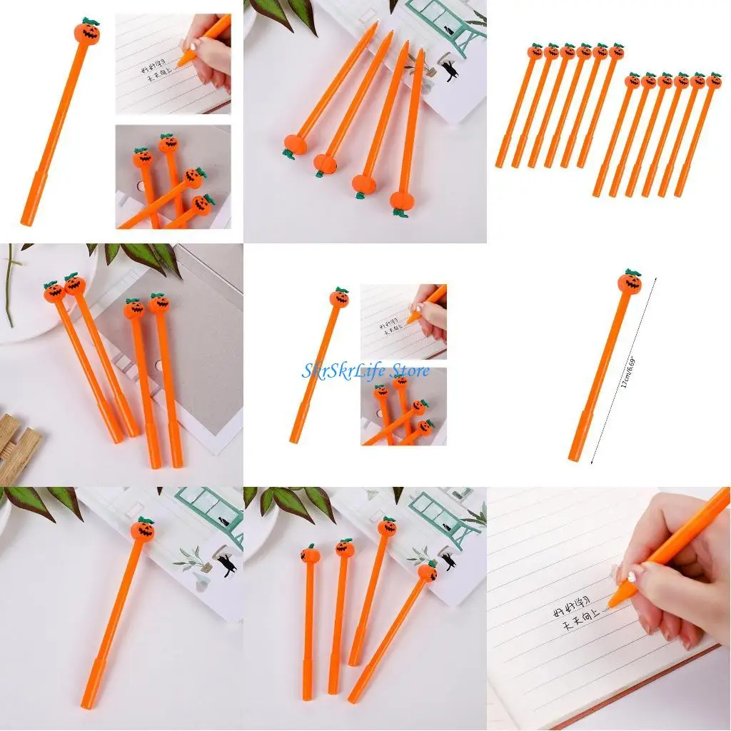 

E65E нейтральные ручки в форме тыквы, милые ручки с тыквой на Хэллоуин, 0,5 мм, черные гелевые ручки, ручки для подписи, и