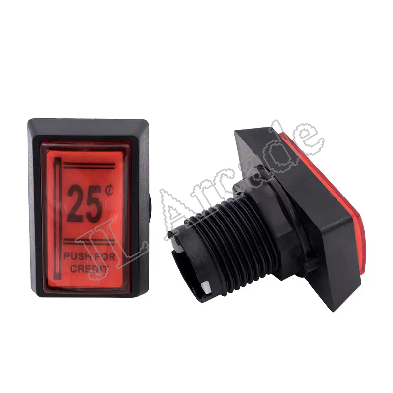 1pcs 25 Cent Red Push For Credit Arcade Coin Operated Game LED Push Button with Micro Switch 5 v 12v