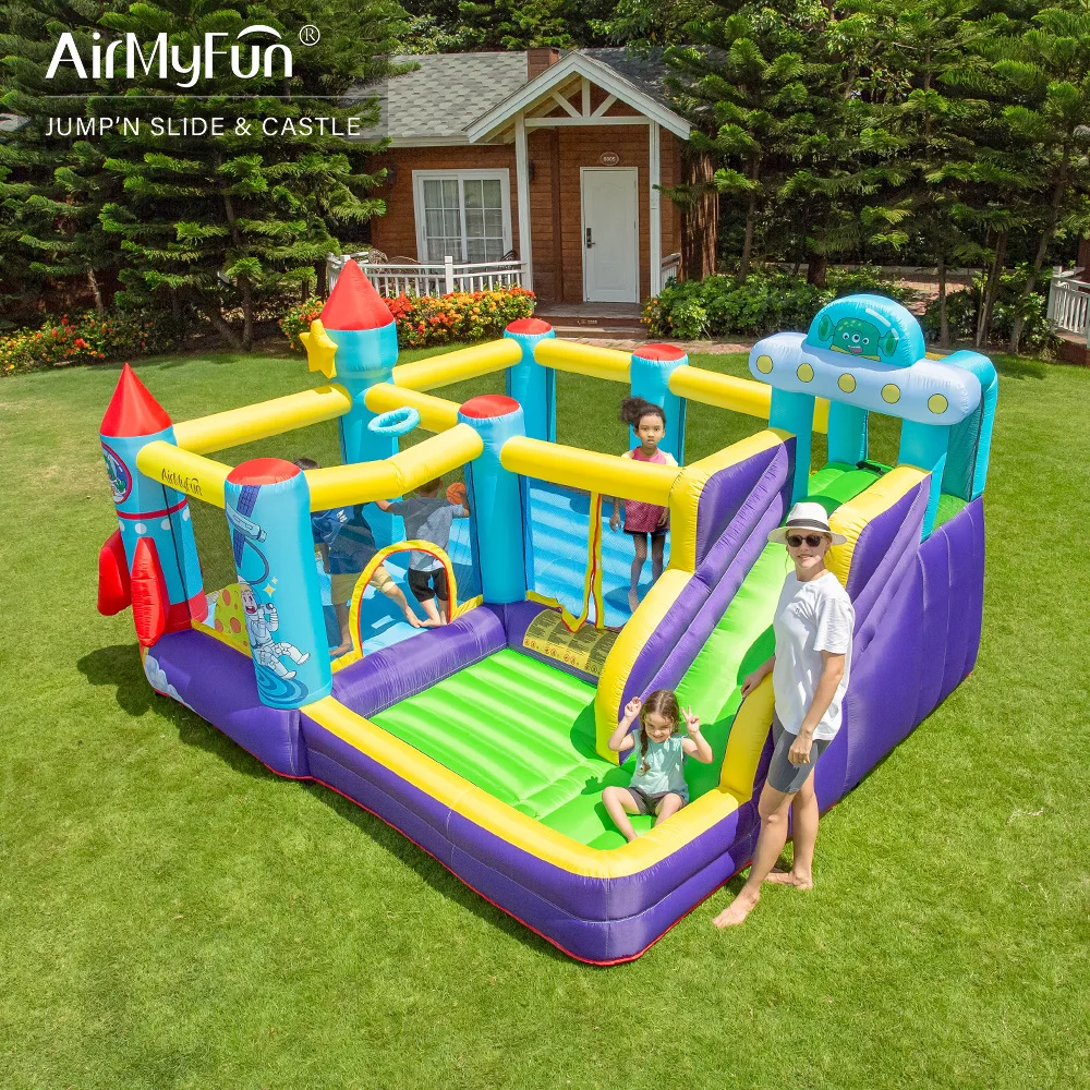 

AirMyFun Space Rocket Kids Bouncy Castle Открытый домашний надувной горка Bobo Pool