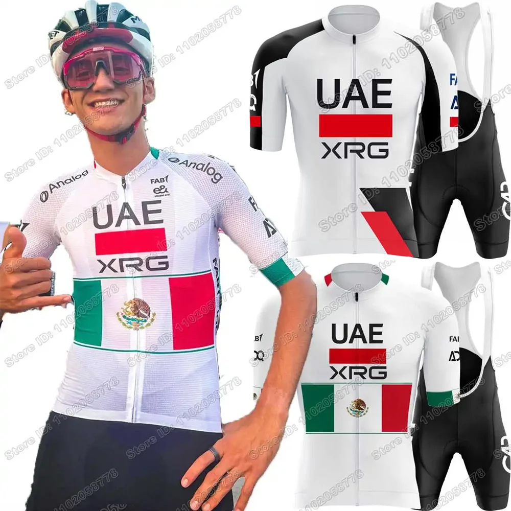 2026 Mexico Isaac Del Toro Cycling Jersey Set Mexican-Champion UAE Team Cycling Clothing Men Road Bike Shirt Bicycle Bib Shorts