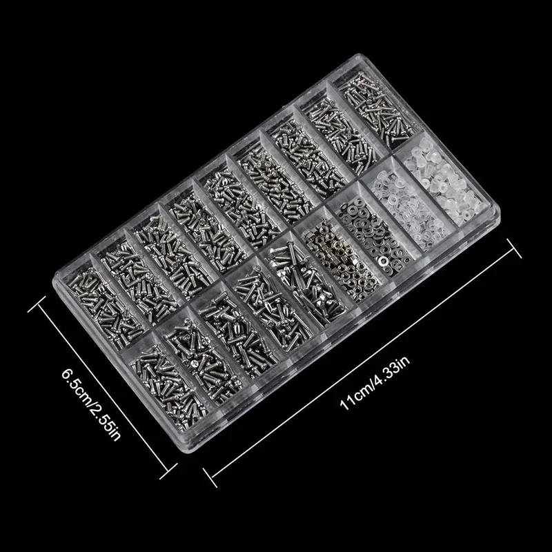 1200pcs Glasses Screws With Screwdriver Tweezers  Repair Kit Complete Glasses Screws Mini Screws Set for PC Phone