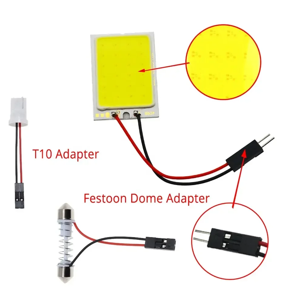 Universal Car Interior Lâmpada De Leitura, COB, 108SMD, Painel De LED, Cúpula Luz, Alto Brilho Lâmpada, Lâmpada De Caminhão Impermeável, 12V-24V