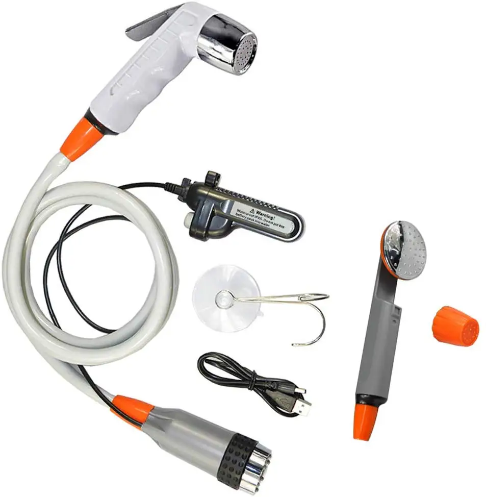 Patented Design 3.7v Portable Outdoor Self-Heated Showers Built-in Water Filtration System for Camping Caravan-Made Durable PVC