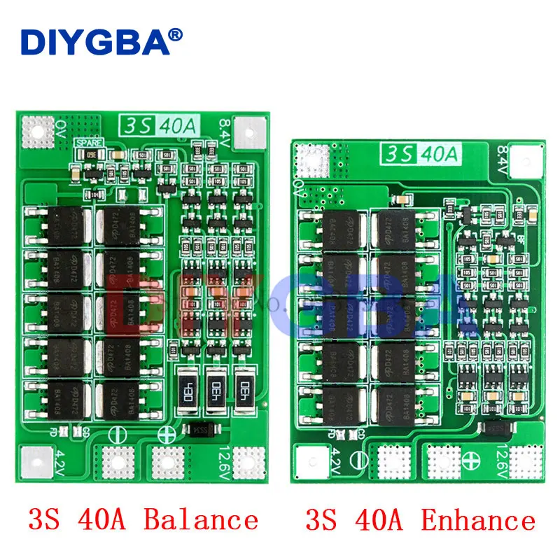 3S 40A BMS 11,1 V 12,6 V 18650 Lithium-Batterie-Schutzplatine mit symmetrischer Version für Bohrmaschine 40 A Strom Enhance/Balance