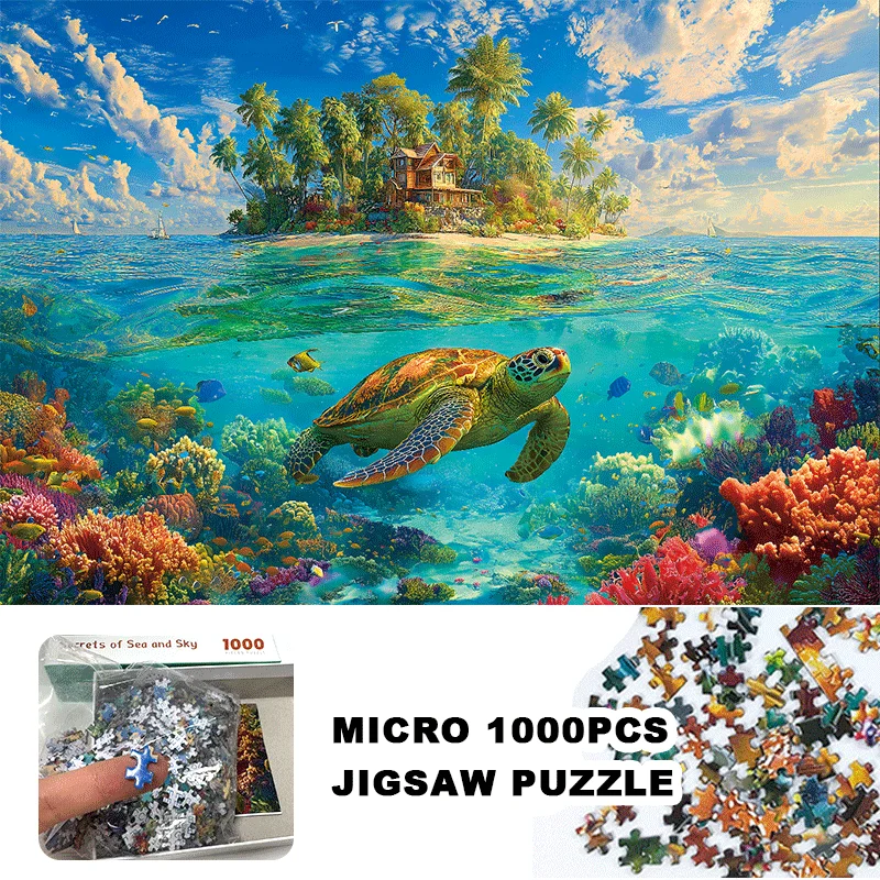 

Мини-пазл из 1000 предметов, сложный океанский небо, санитарный и морская черепаха, дизайн, 15 x 10 дюймов, собранный размер