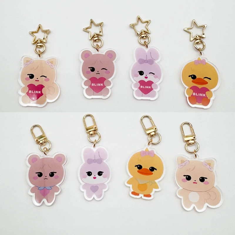 

Black Pink New Arrival Cartoon Acrylic Keychain Cute Character Charm Durable Bag & Key for Girls and Fans