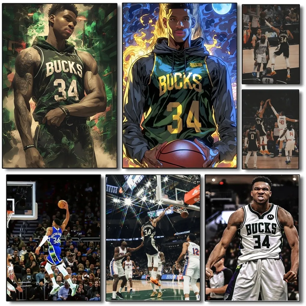 1PC Giannis Antetokounmpo Poster Paper Print Home Living Room Bedroom Entrance Bar Restaurant Cafe Art Painting Decoration