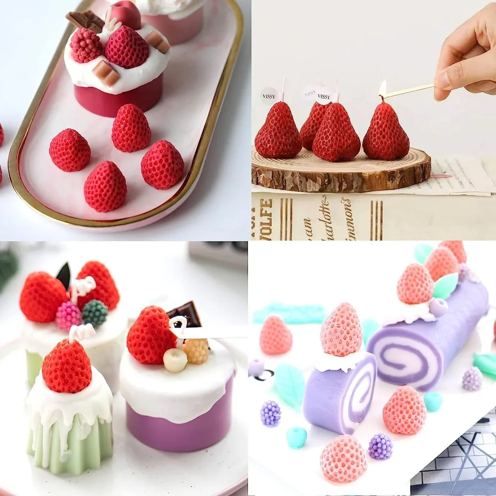 5 Pieces Craft Strawberry Fruit Shape Molds Pineapple Orange Silicone Molds Raspberry Blueberry Cake Molds for Chocolate