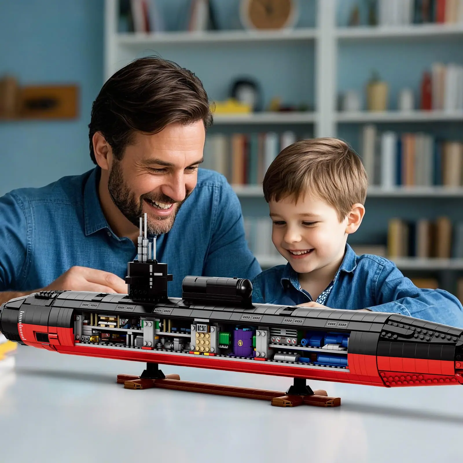 2988 Uds. Bloques de construcción militares SSN de clase de Los Ángeles, montaje de ladrillos submarino Nuclear MOC, juguetes para niños, conjunto de regalo