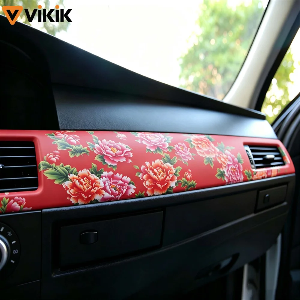 Chinese Style Car Floral Vinyl Phoenix‌ Flower Camo Film for Vehicle Motorcycle Bicycle Skateboard Bubble Free