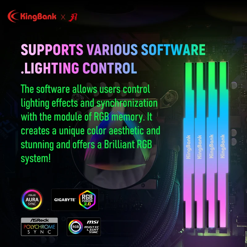 KingBank DDR5 RGB RAM Hynix A die Memory PC 16GB 32GB 64GB 16GBx2 32GBX2 6400MHz Performance for Desktop