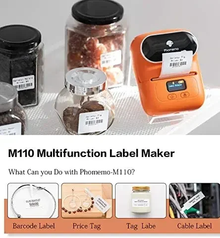 Phomemo M110 Label Maker Portable Mini Blue tooth Thermal Label Printer Apply to Labeling Android iOS Mini Printer