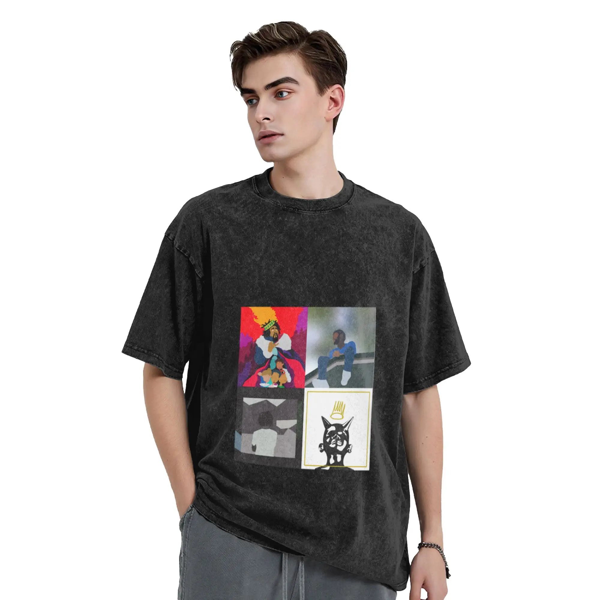 j cole minimal albums  Unique Stylish A T-Shirt Oversized Short Sleeve Men's Women's Cotton Tees Tops