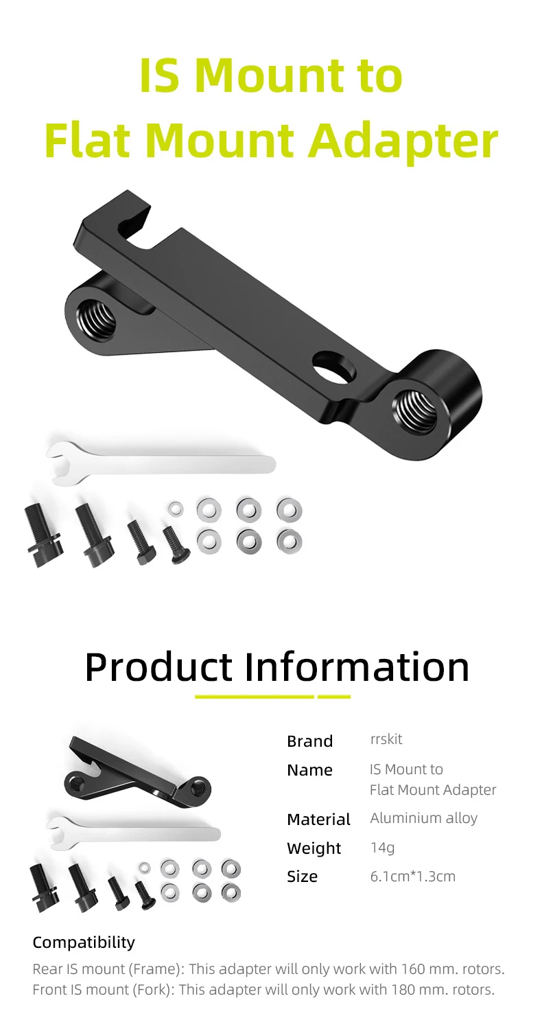 RRskit IS Mount To Flat Mount Fahrradbremsenadapter 160/180 mm Rotoren MTB Bremssatteladapter für Rahmen Gabel Fahrradzubehör – Detail 9