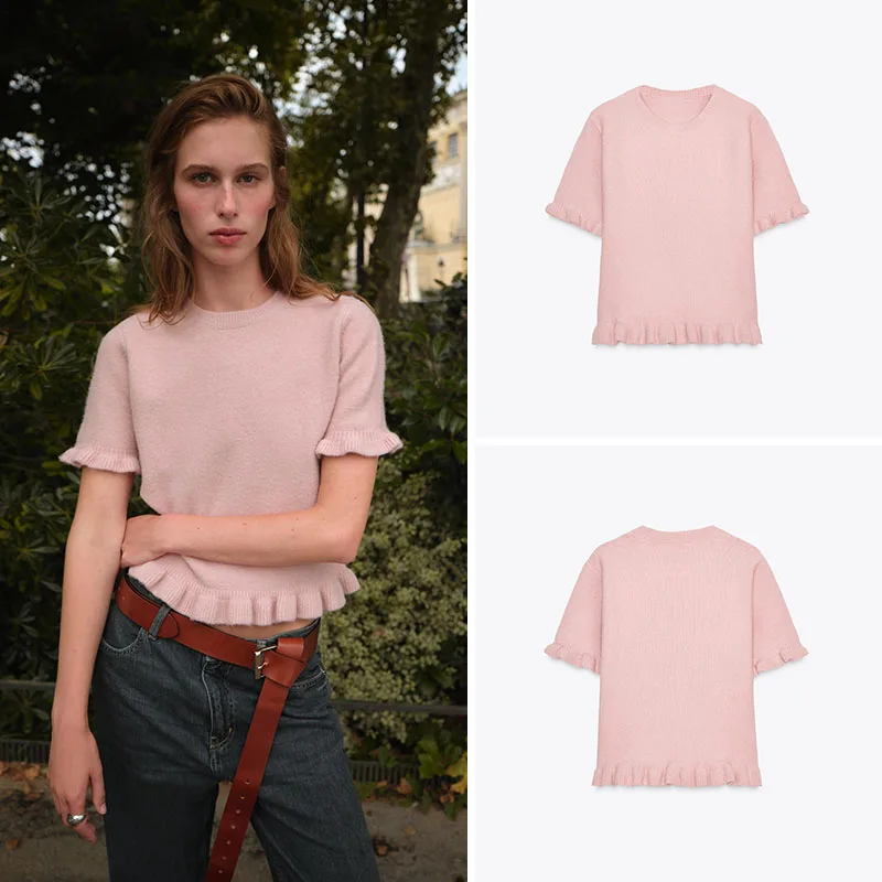 

Faionable Simple ort Sve Layered Decoration Knitted Sweater New Arrival Winter Women's Clothing Ele Sle round Ne