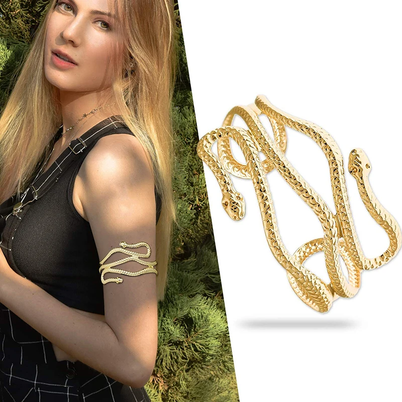 Open Snake Upper Arm Bangle Bracelet Adjustable Arm Cuff Bangle Bracelets for Women Fashion Jewelry