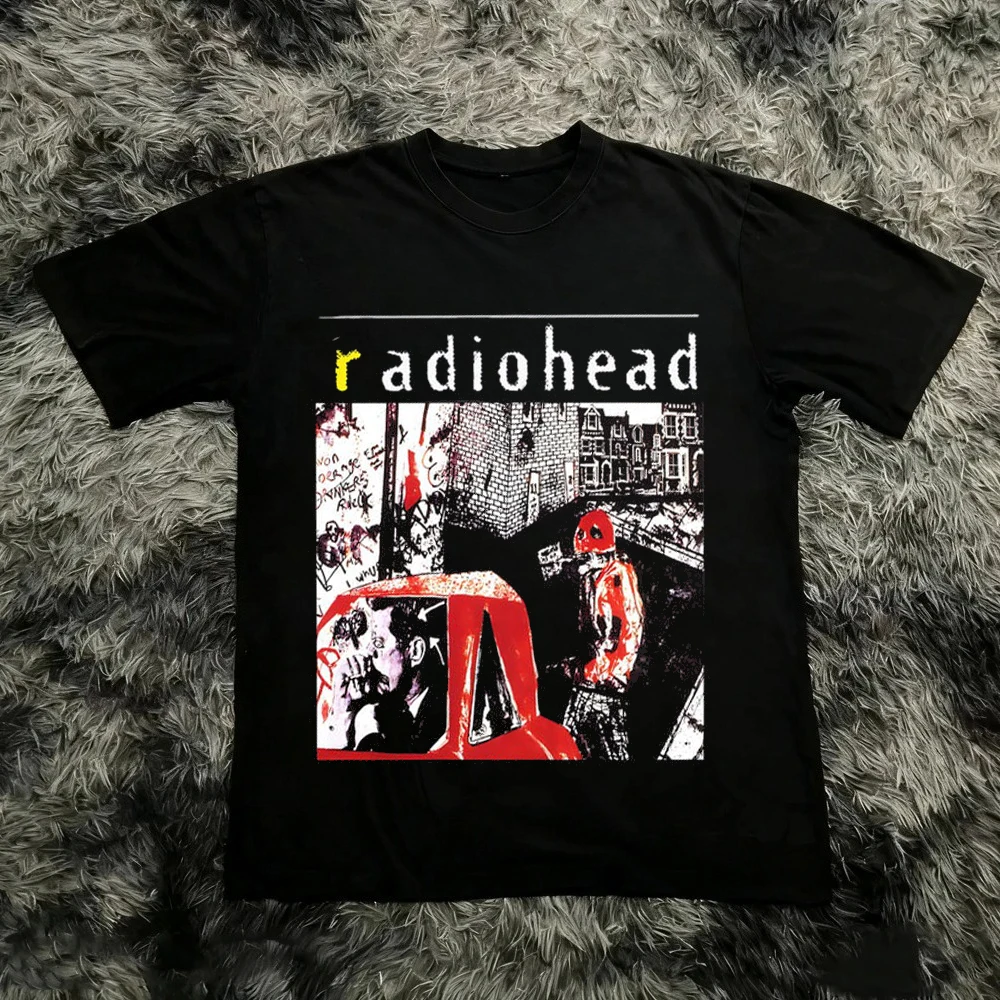 Radiohead The Bend Cat Graphic Print Short Sleeves T-shirt Men Women Summer 90s Retro Rock Music T-shirt Casual Y2K Streetwear