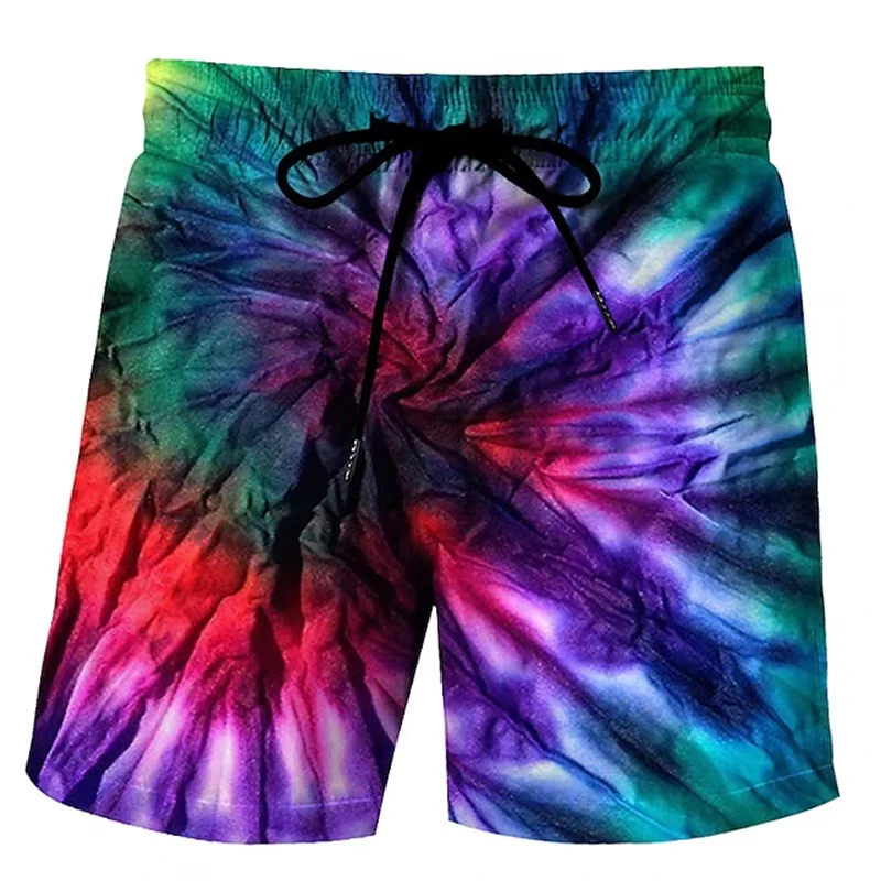 Classic Rainbow Colorful Pattern 3D Printed Men's Beach Shorts Hawaiian Beach Swim Trunks Summer Surf Shorts Fun Men's Clothing