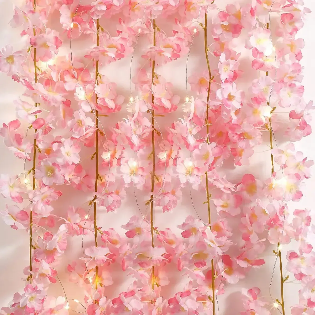 Pink Cherry Blossom String Light 2M 20LED Artificial Flower Garland Vines Fairy Lights for Bedroom Wedding Party Decoration