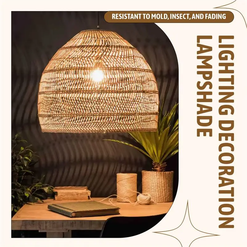 [NEWA08R】 Rattan Lamp Pendant Light Vintage Hanging Lamp Shades E27 Living Room Dining Room Home Decor Cafe Restaurant Hanglamp