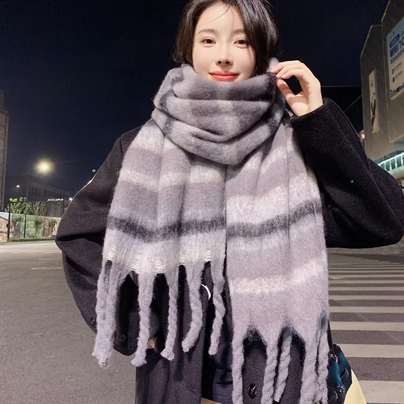 2023 New Women's Scarf Winter High Grade Mohair New Style Student Thickened Warm Scarf For Women In Winter