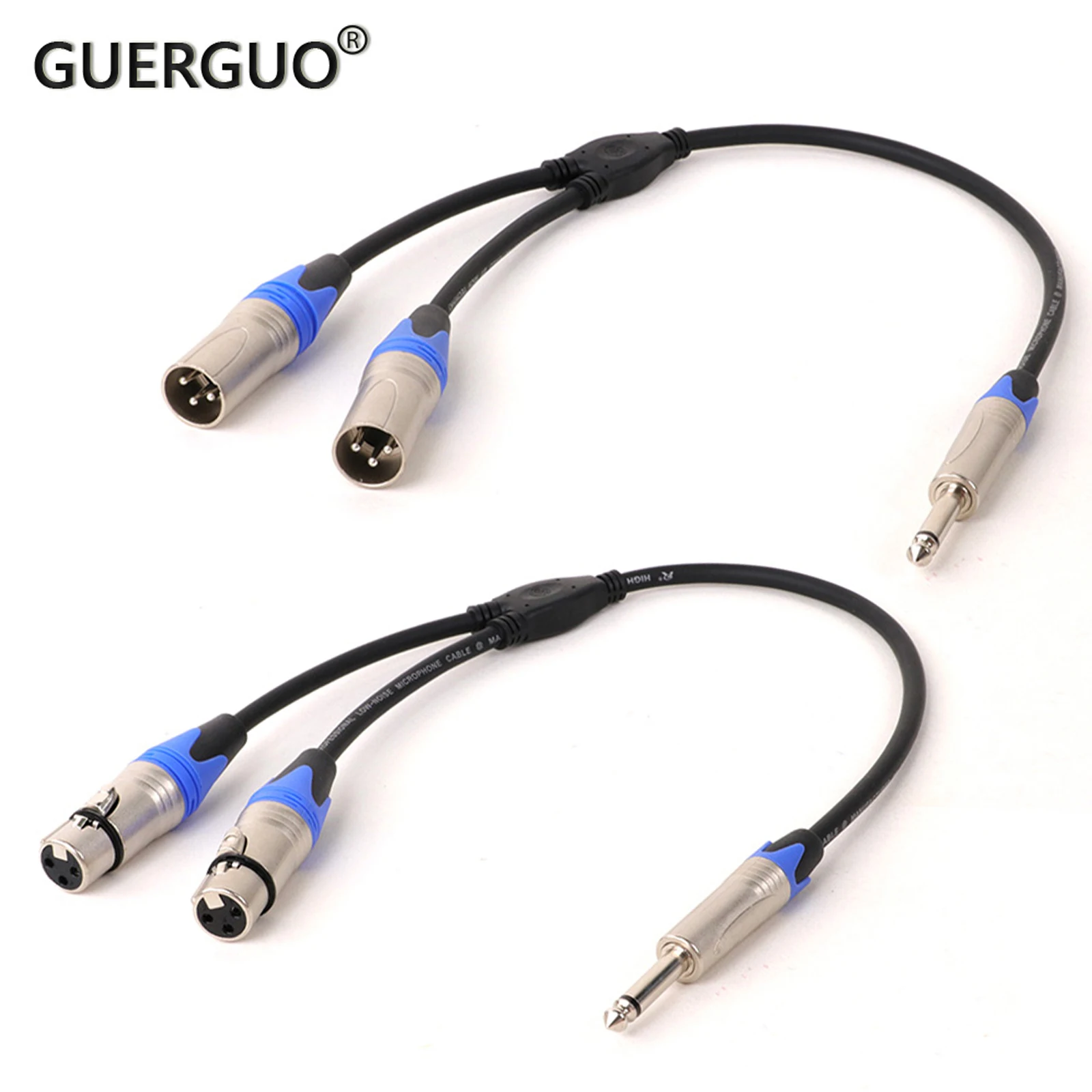 

1PC 6.35MM Mono to Dual XLR Y-Splitter Cable 1/4 Inch TS Jack to 2 XLR Male/Female OFC Shielded Cable for Guitar Amplifier