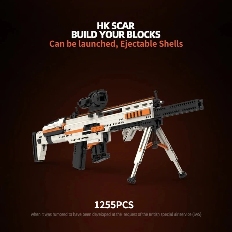 

1255PCS SCAR Assault Rifle Building Blocks Emissibility With Bullet Assemble Gun Bricks Weapon Toy Gift For Adult Boy