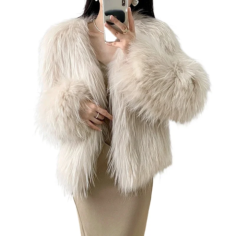 

Tajiyane, высокое качество, шуба из енота, женские короткие корейские шубы с v-образным вырезом, вязаные меховые куртки, женская верхняя одежда Jaqueta Feminina