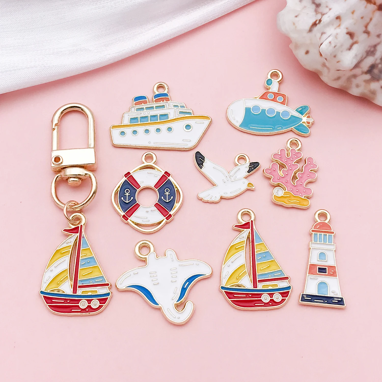 20pcs Alloy enamel sailing ship Pendant Jewelry Making DIY Earrings Charms for Jewelry Bracelets Necklace