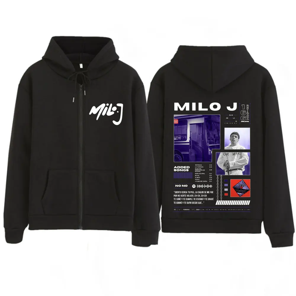 Moletom com Zíper do Rapper Milo J 166, Unissex, Manga Longa, Oversized, Estilo Hip Hop, Casual, Jaqueta com Zíper