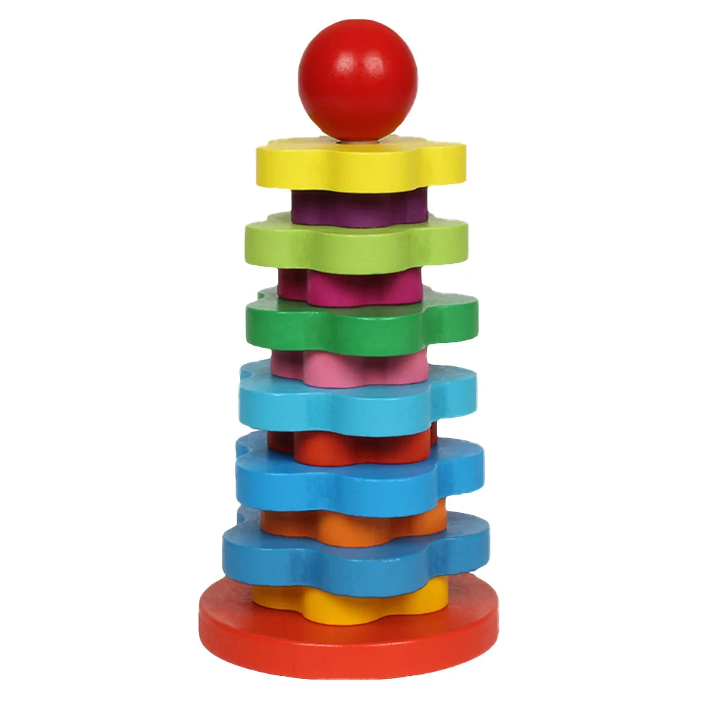 1 conjunto de blocos de empilhamento de arco-íris, jogo educacional de madeira para presente de aprendizagem de cores criativas amigável, promove