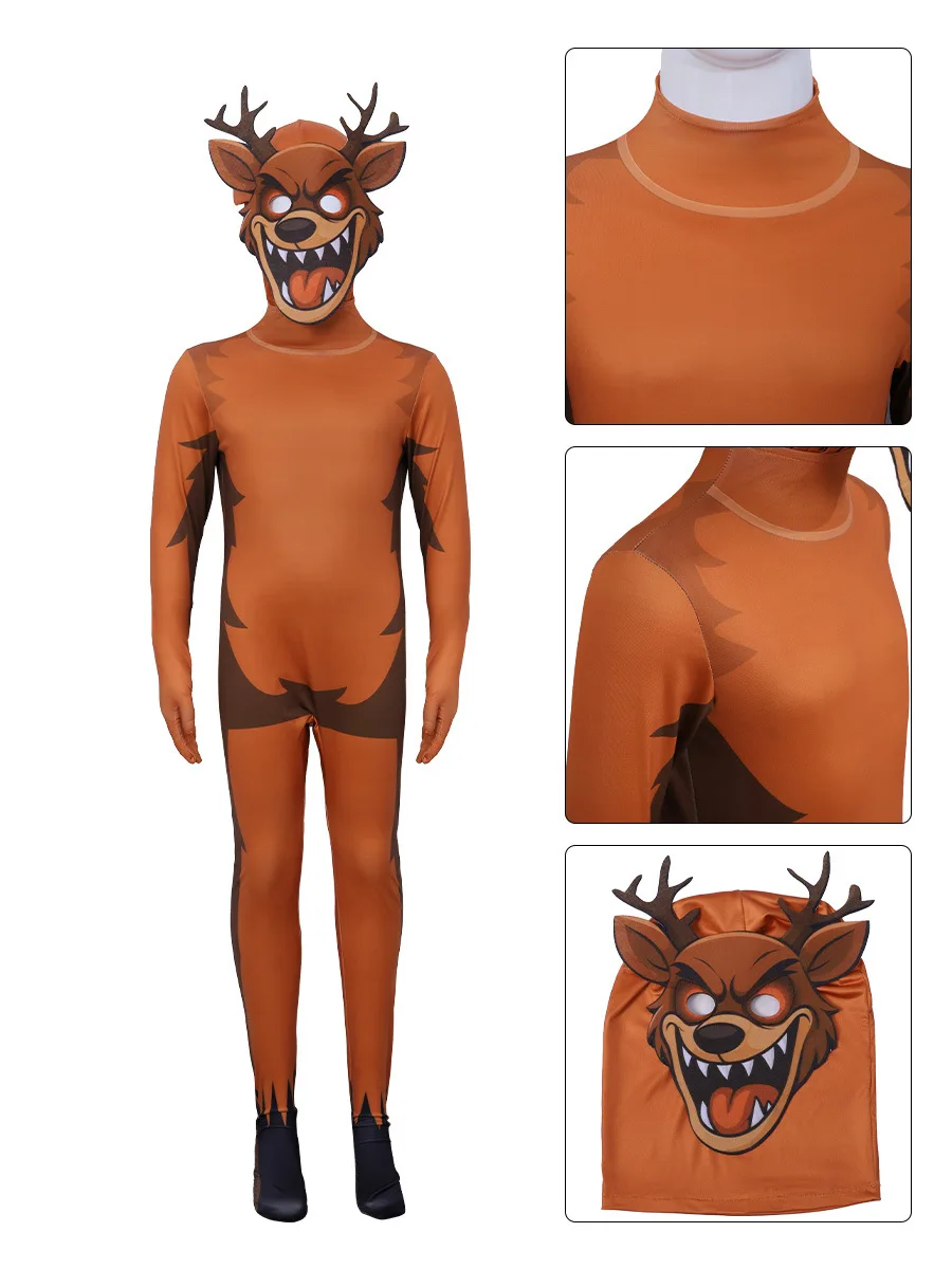 99 ليالًا في الغابة الغزلان طفل بذلة تأثيري الزي الرهيب هالوين زي للكبار كابوس الرنة هدية الكريسماس #6