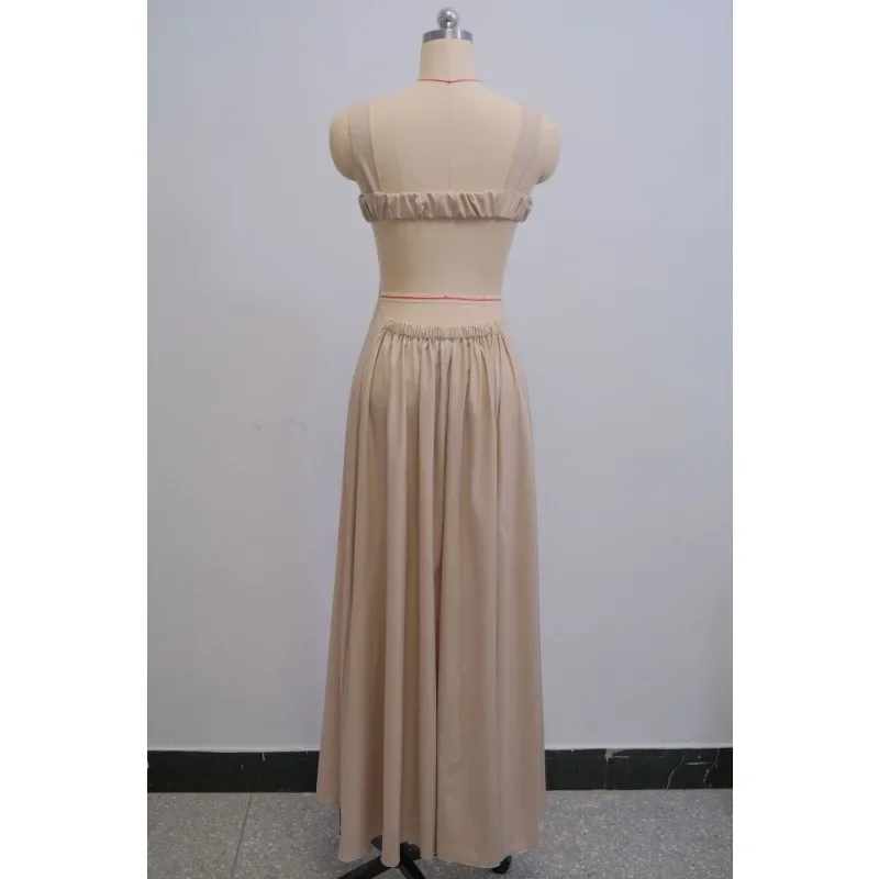 Mujeres sin mangas espalda abierta tanque drapeado cuello largo Maxi vestido 2025 calle cumpleaños Sexy Club Vestidos de fiesta en la playa Vestidos