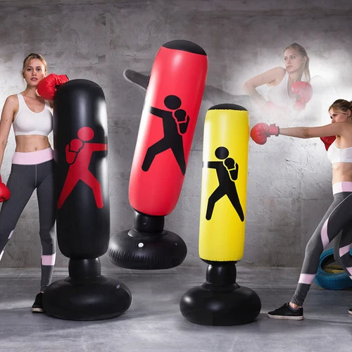 Saco de boxeo inflable para niños y adultos, bolsa de boxeo independiente de 63 ""de alto, juego de regalo