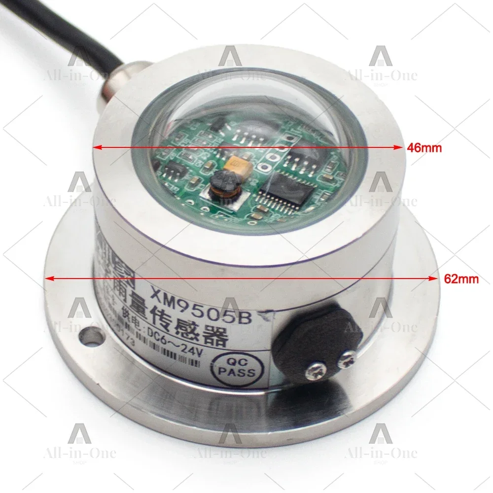 High Precision Optical Rain Gauge, IP65 Stainless Steel Rainfall Sensor with Dual-Channel Pulse, Industrial