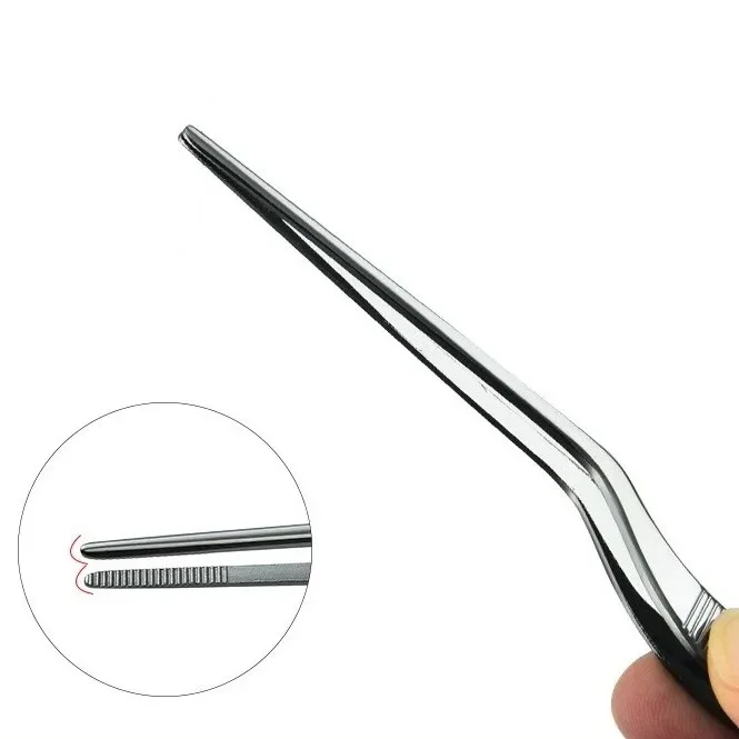 1Pc 14cm Stainless Steel Tweezer Plating Chef Food Tweezer BBQ Clip Barbecue Tongs Serving Presentation Kitchen Tools Cooking