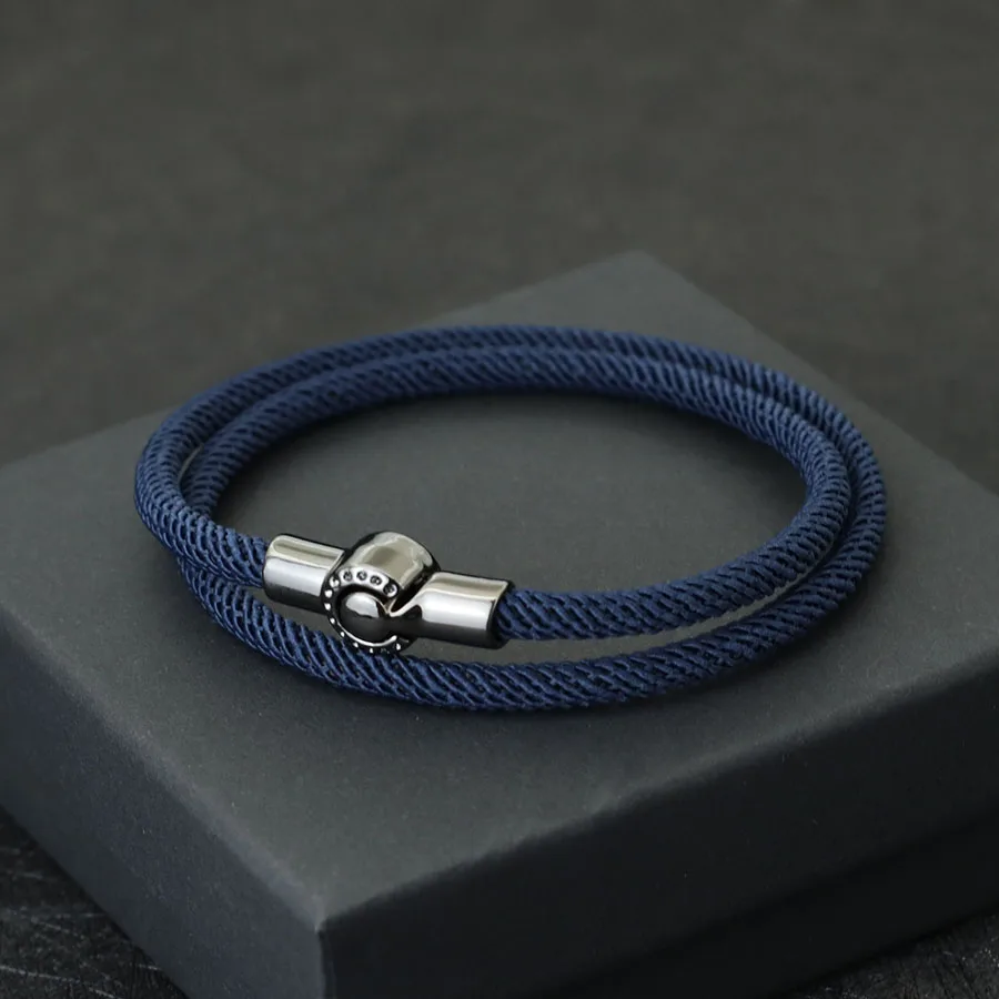 Leisure Outdoor Men Bracelet Apparel Accessories Bilayer Detachable Magnetic Clasp Braided String Braslet Cycling Homme Jewelry