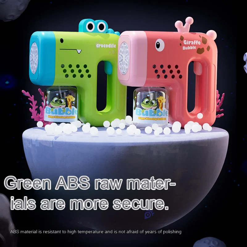 New GiraffeElectric Automatic Light Bubble Machine Bubbles Gun Summer Beach Bath Outdoor Game Fantasy Toys for Children  Gift
