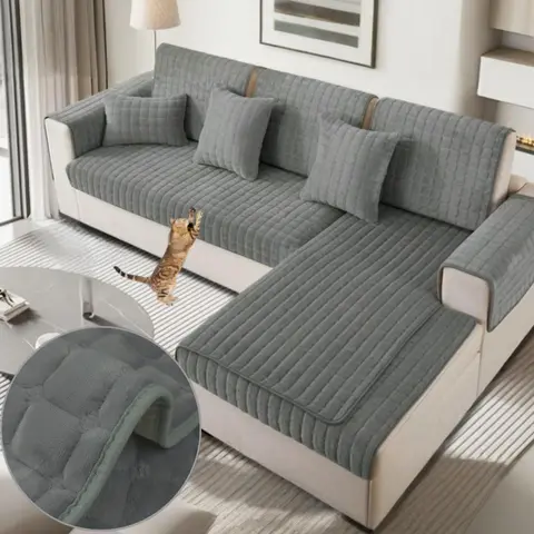Soft Warm Sofa Covers Washable Cushion Covers Non-Slip Easy Installation for Sectional L Shape Sofa Slipcovers Furniture Protect