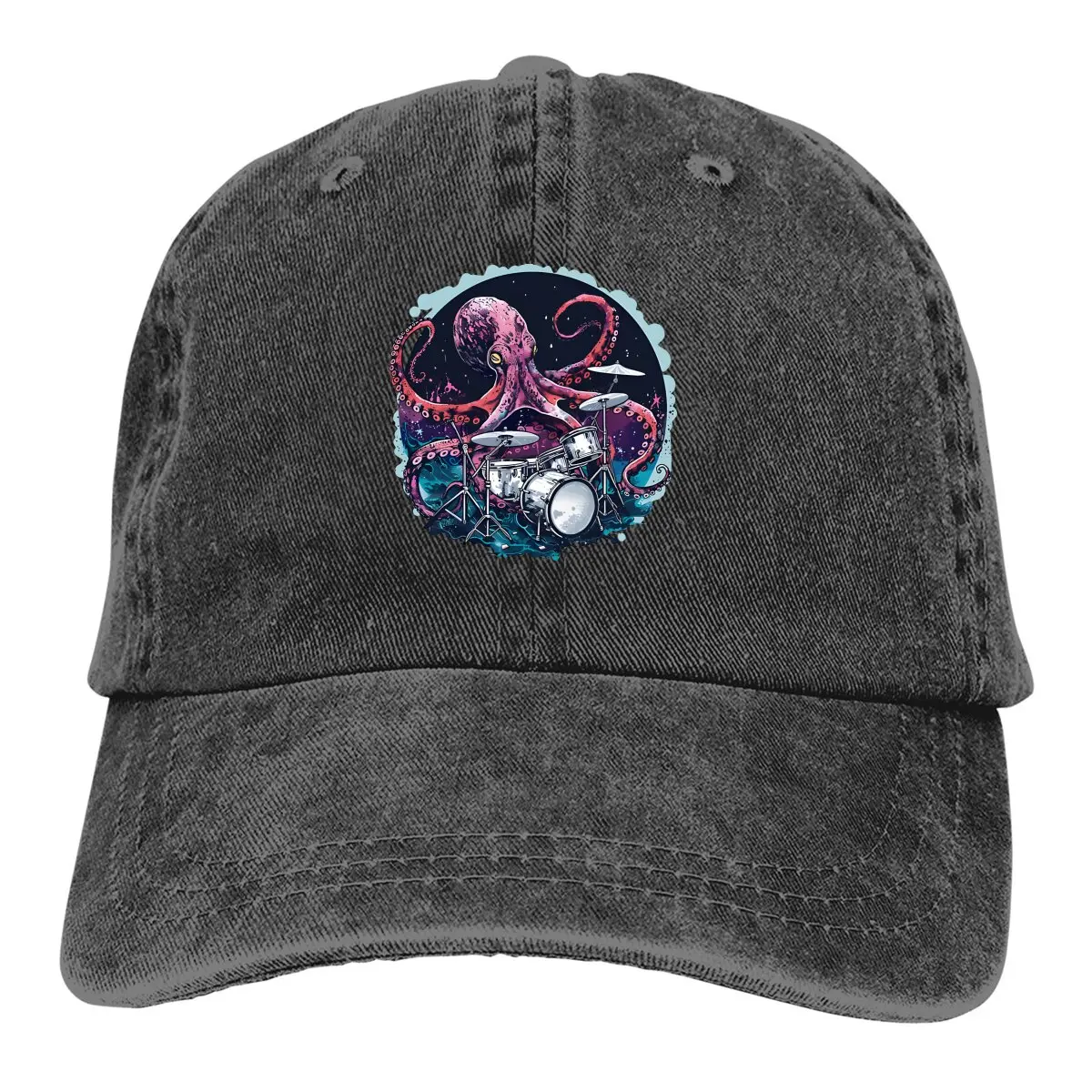 Washed Men's Baseball Cap Octopus Drummer Music Trucker Snapback Caps Dad Hat Octopus Golf Hats