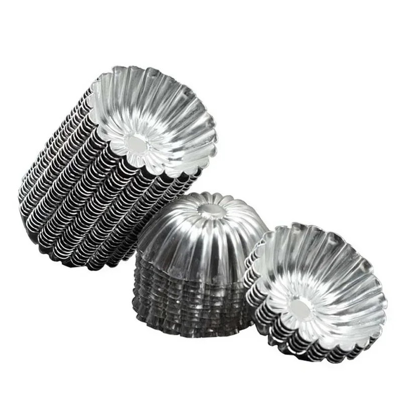 10 pcs Mini Carbon Steel Tart Molds Cupcake Cookie Pudding Pie Mould Non-stick Baking Tool Muffin Cups Baking Accessories Tools