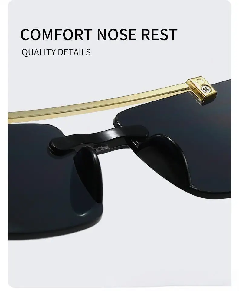 2025, neue modische rahmenlose Schneidkante, integrierte Doppelstrahl-Leopardenbein-Anti-UV-Sonnenbrille, Retro, vielseitig – Detail 5