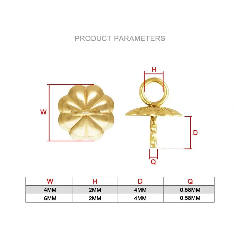 Copo de flor torção peg gota 14k ouro preenchido copo torção peg gotas 4/6mm tampa de contas de ouro preenchido jóias descobertas acessórios diy