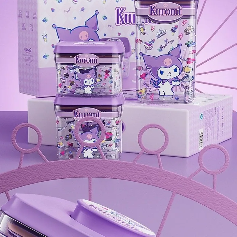 3pcs Hello Kitty Kuromi Anime Kawaii Sanrio Snack Sealed Jar Cute Cartoon Cinnamoroll Storage Box Set Ins Gifts for Kids