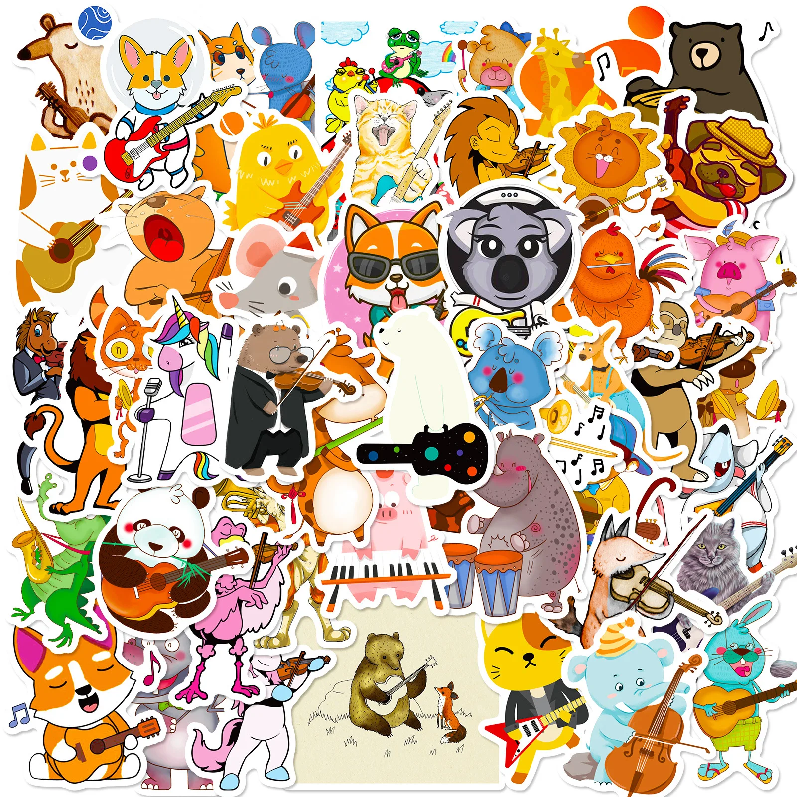 

50Pcs Creative Animal Concert Series Graffiti Stickers Suitable for Laptop Helmets Desktop Decoration DIY Stickers Toys