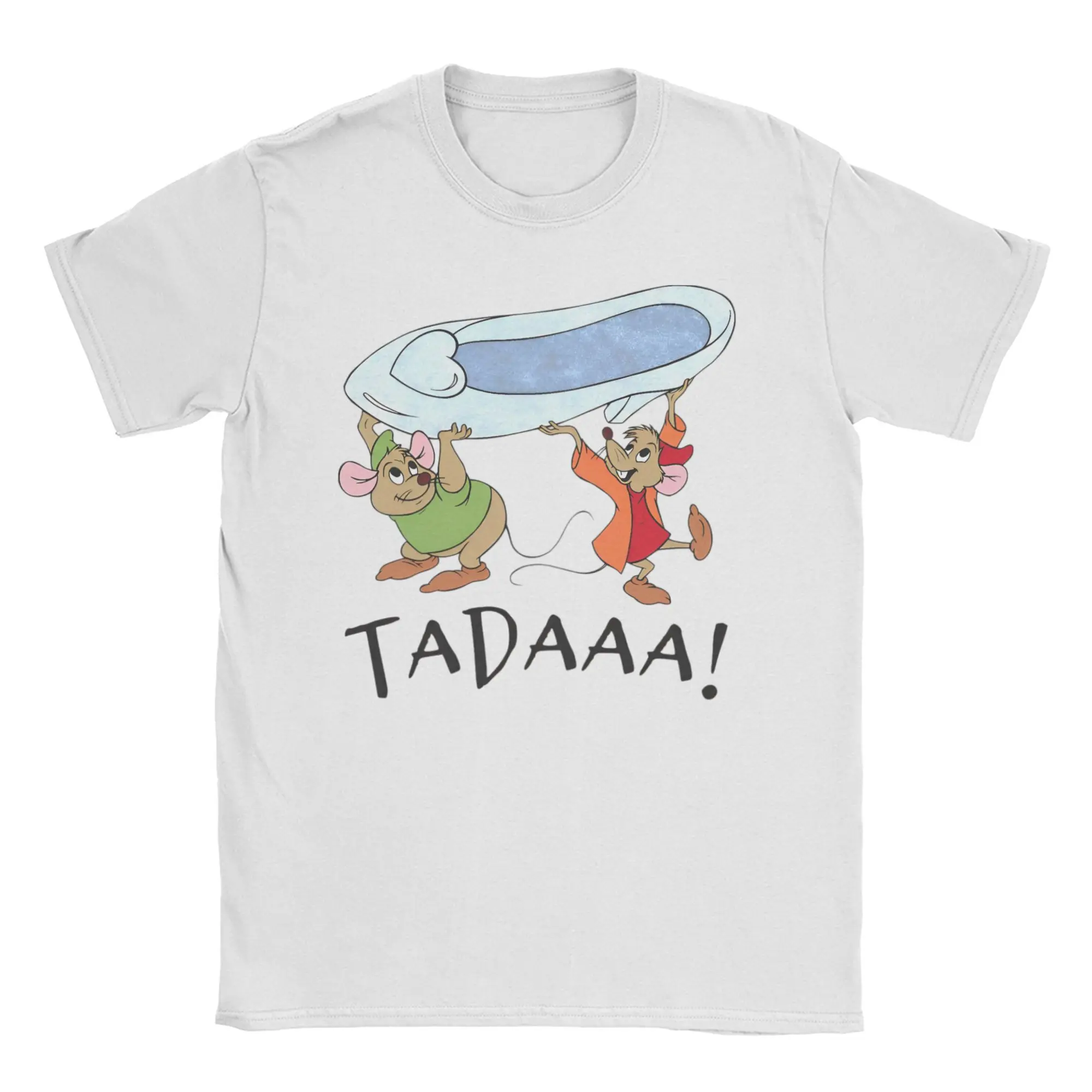 

Новинка Tadaaa Jaq & Gus с обувью Золушки, футболки для мужчин и женщин с круглым вырезом, футболки из 100% хлопка, футболки 2025 года, топы с принтом