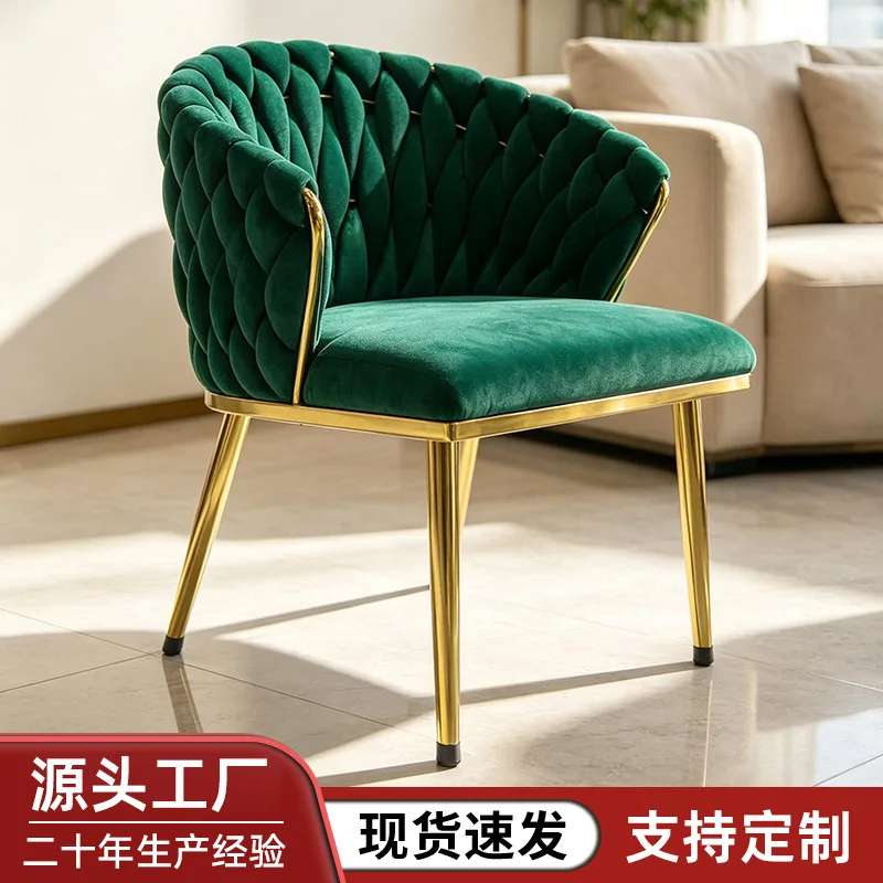 gold-plated light luxury dining table and chair combination: Internet-famous café gold personalized