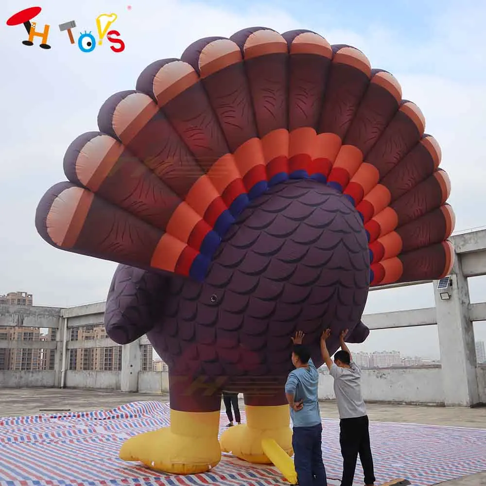 Nave aerea veloce 4m/6m/8m Gonfiabile gigante Modello di tacchino Decorazione Aria esplodere Animale per l'esposizione del Giorno del Ringraziamento