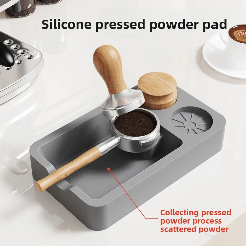 Silicone Coffee Tamper Mat - Machine Compatible Tamping Pad with Knock Box for Espresso Tool Kit and Countertop Protection