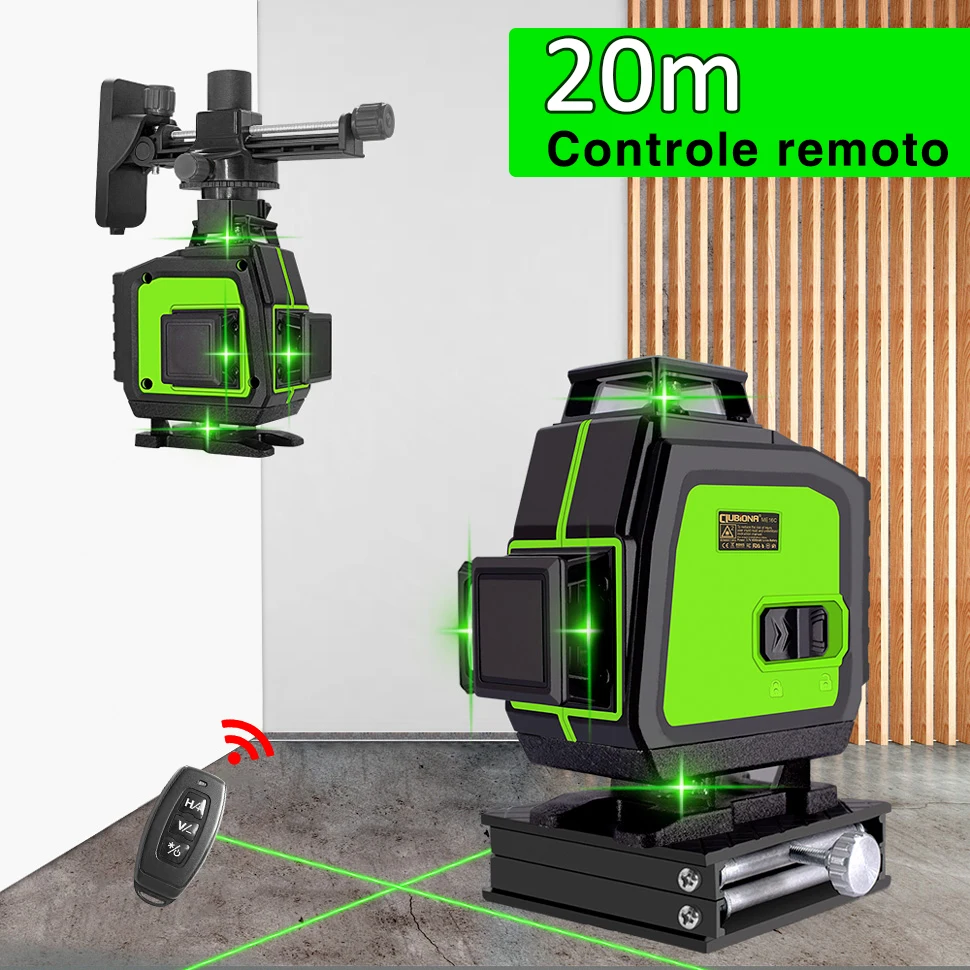 Clubiona 16/12 lines Laser Level professional Super powerful Green Lines With 4000mAh Li-ion Battery Remote Control pulse mode